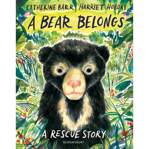Book cover of 'A Bear Belongs' with a bear illustration and colorful background