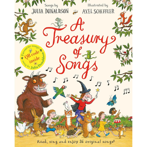 Book cover of 'A Treasury of Songs' with illustrations and text