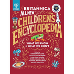 Cover of 'All New Children's Encyclopedia' with colorful illustrations on a red background