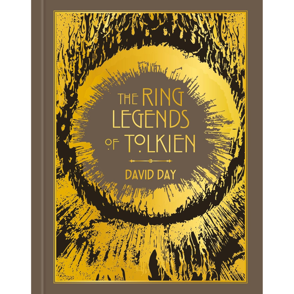 Book cover of 'The Ring Legends of Tolkien' by David Day with a yellow and brown design.