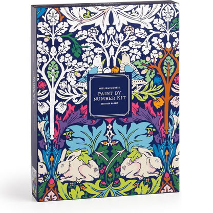 Decorative box for a paint by number kit with colorful design and text.