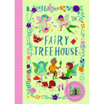 Book cover of 'Fairy Treehouse' with colorful illustrations of fairies and flowers on a green background.