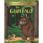 Book cover of 'The Gruffalo' with the Gruffalo and a mouse in a forest setting.