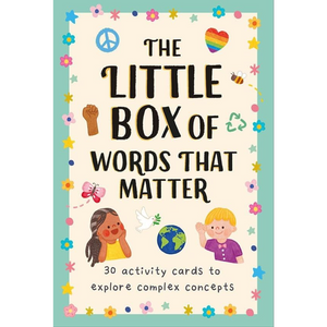 Book cover of 'The Little Box of Words That Matter' with colorful illustrations and text.