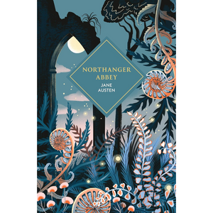 Book cover of 'Northanger Abbey' by Jane Austen with decorative elements and archway.