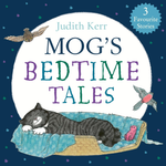 Book cover of 'Mog's Bedtime Tales' by Judith Kerr with a cat on a bed and owl and bird illustrations.