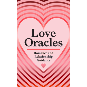 Book cover of 'Love Oracles' with a heart design and text about romance and relationship guidance.