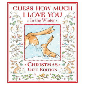 Book cover of 'Guess How Much I Love You In the Winter' with two bunnies in a snowy scene.