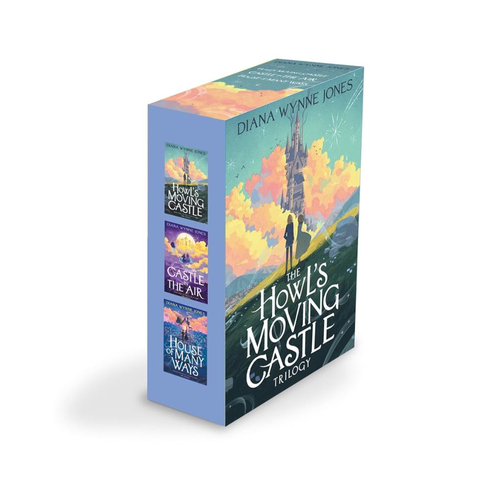 Box set of 'Howl's Moving Castle' Trilogy by Diana Wynne Jones on a white background