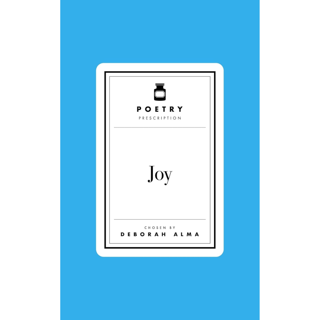 Book cover with 'Poetry Prescription' and 'Joy' text on a blue background
