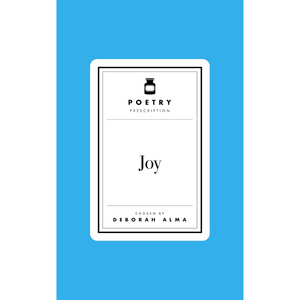 Book cover with 'Poetry Prescription' and 'Joy' text on a blue background