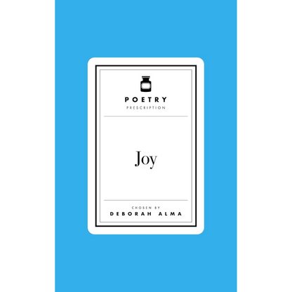 Book cover with 'Poetry Prescription' and 'Joy' text on a blue background