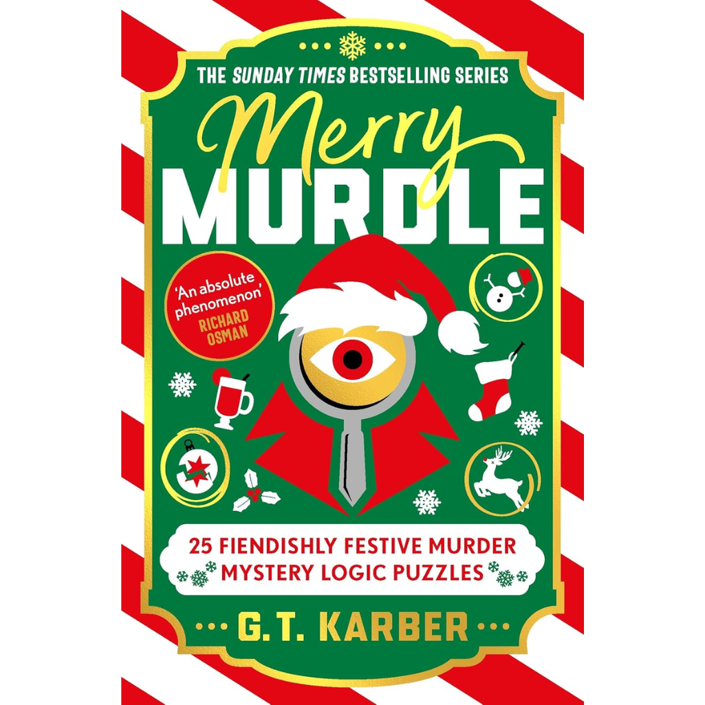 Book cover of 'Merry Murdle' with festive design and text