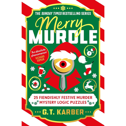 Book cover of 'Merry Murdle' with festive design and text