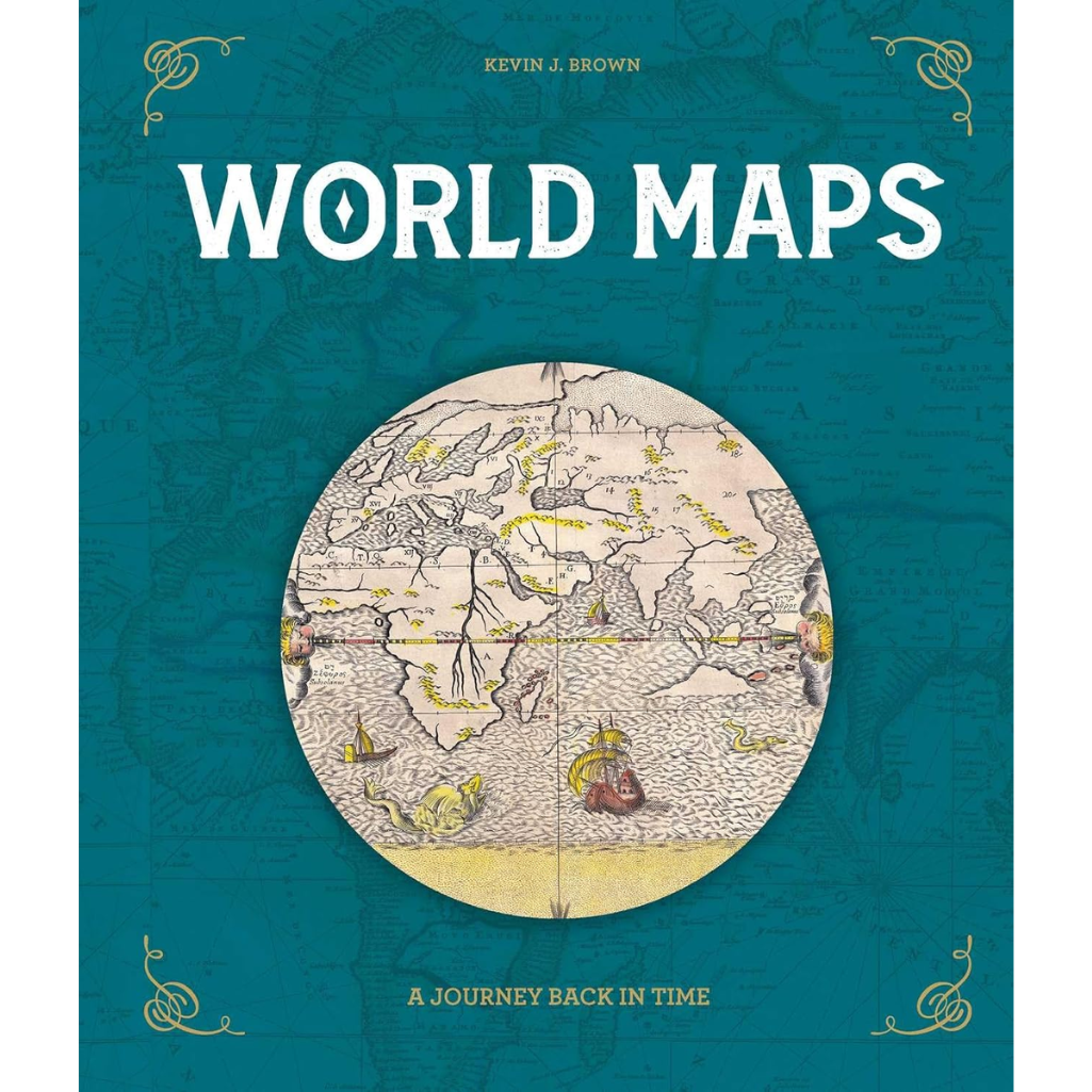 Book cover of 'World Maps' with a vintage map design on a teal background