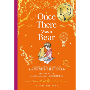 Book cover of 'Once There Was a Bear' with illustrations and text about A.A. Milne and E.H. Shepard.