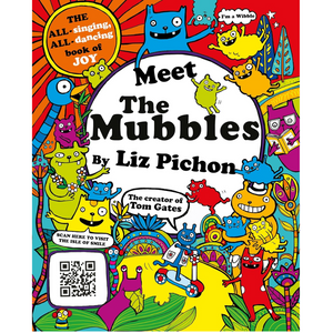 Colorful book cover of 'Meet The Mubbles' by Liz Pichon with cartoon characters.