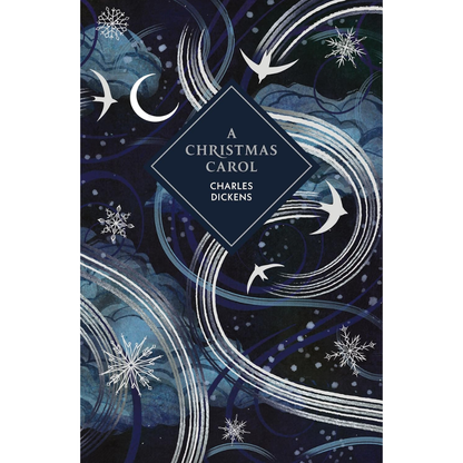 Book cover of 'A Christmas Carol' by Charles Dickens with decorative elements on a dark background