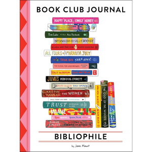 Book Club Journal with colorful book spines on a white background