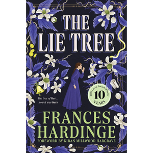 Book cover of 'The Lie Tree' by Frances Hardinge with floral design and award text.