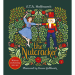 Book cover of 'The Nutcracker' by E.T.A. Hoffmann with illustrations and text on a green background.