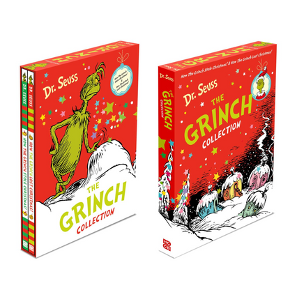 Dr. Seuss 'The Grinch' book collection on a white background