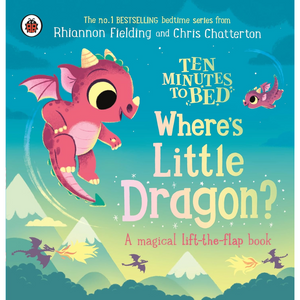 Book cover of 'Where's Little Dragon?' with a pink dragon and mountain landscape.