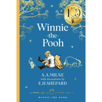 Book cover of 'Winnie-the-Pooh' with illustrations and decorative elements on a blue background.