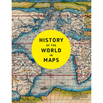 Book cover with vintage world map and yellow circle with 'History of the World in Maps' text
