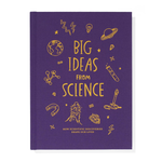 Purple book cover with yellow text and science-themed illustrations on a white background