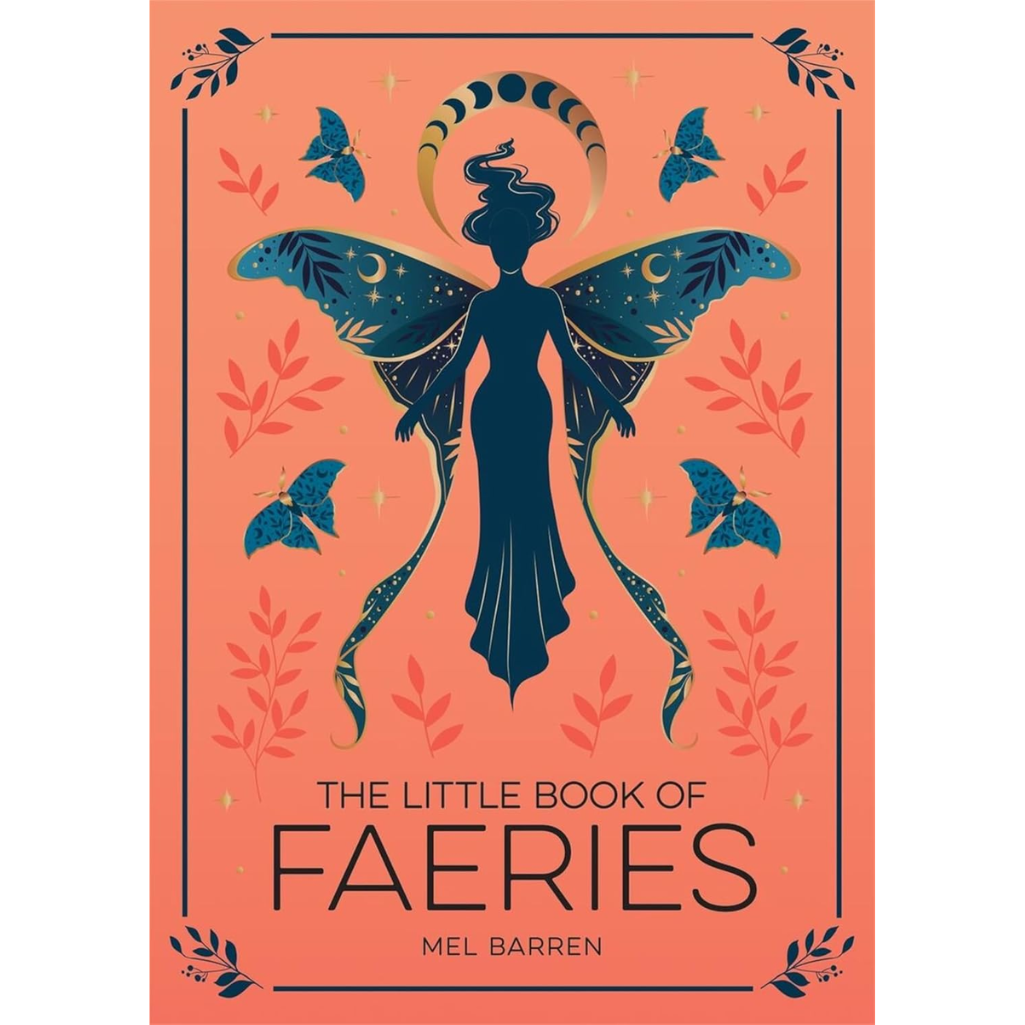Book cover of 'The Little Book of Faeries' with a fairy illustration on a pink background.