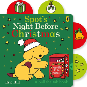 Children's book titled 'Spot's Night Before Christmas' with a dog character and festive elements.