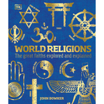 Book cover of 'World Religions' with religious symbols on a blue background