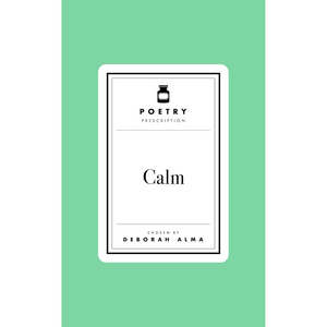 Book cover with 'Poetry Prescription' and 'Calm' text on a green background