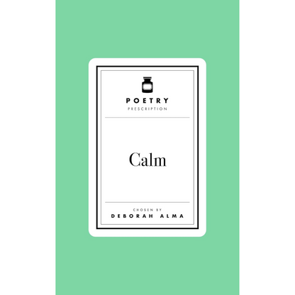 Book cover with 'Poetry Prescription' and 'Calm' text on a green background