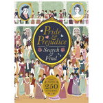Book cover of 'Pride & Prejudice Search & Find' with illustrations of characters and Jane Austen's name.