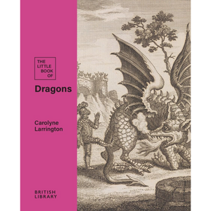 Book cover of 'The Little Book of Dragons' with a pink spine and dragon illustration on a beige background.