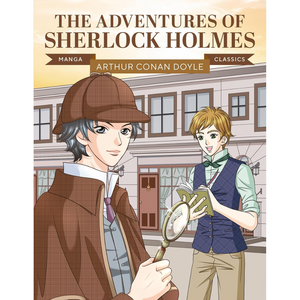 Manga cover of 'The Adventures of Sherlock Holmes' with two characters in a street setting.