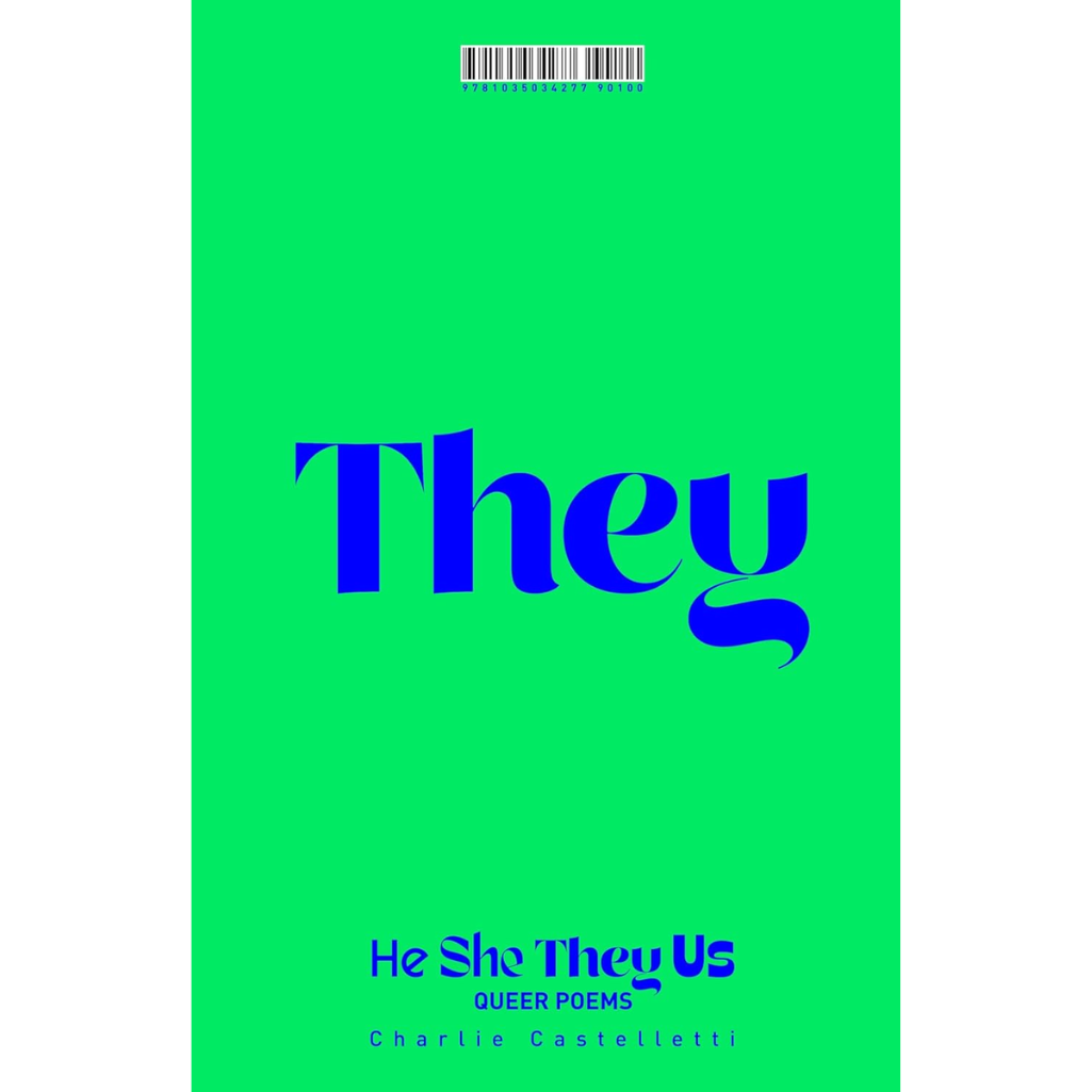 Book cover with 'They' in blue text on a green background