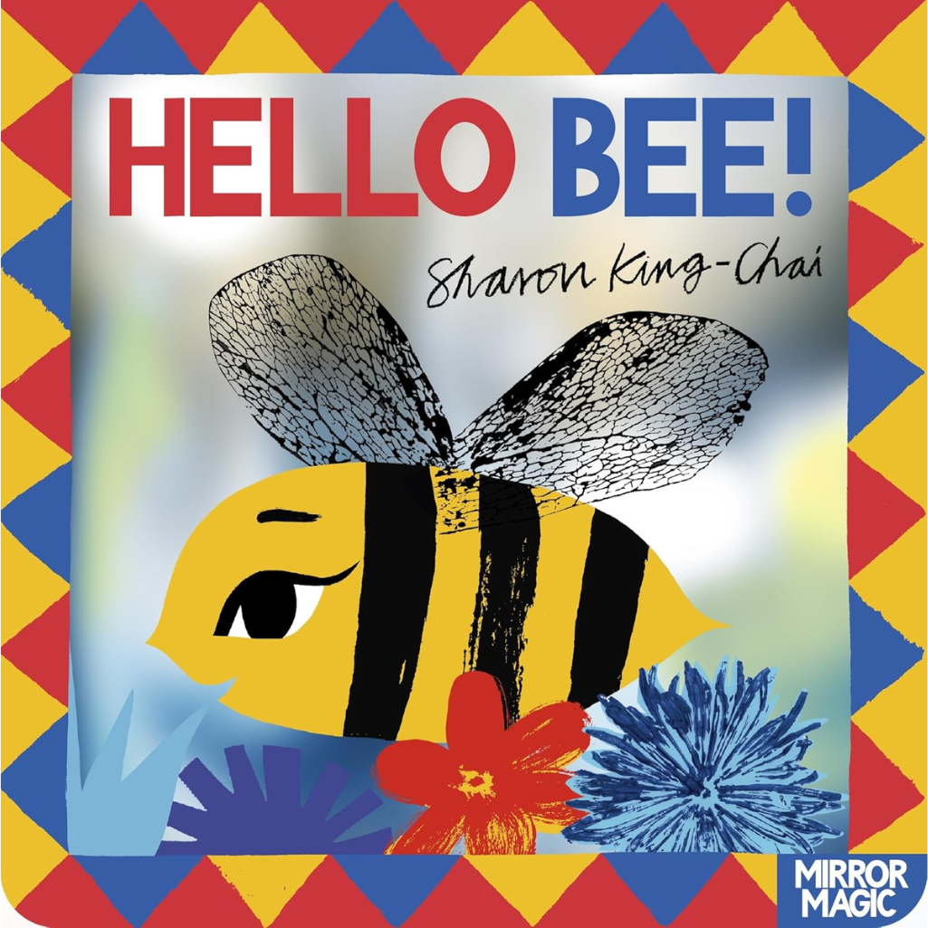 Book cover of 'Hello Bee!' with a colorful border and illustration of a bee.