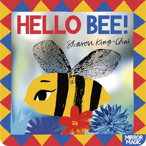 Book cover of 'Hello Bee!' with a colorful border and illustration of a bee.