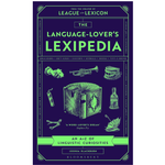 Book cover of 'The Language-Lover's Lexipedia' with illustrations and text on a purple background
