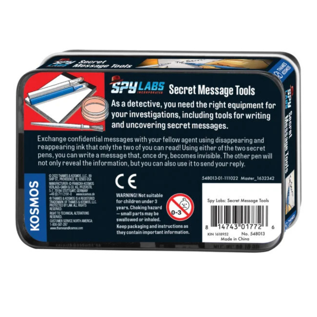 Spy Labs Secret Message Tools packaging with text and branding on a white background