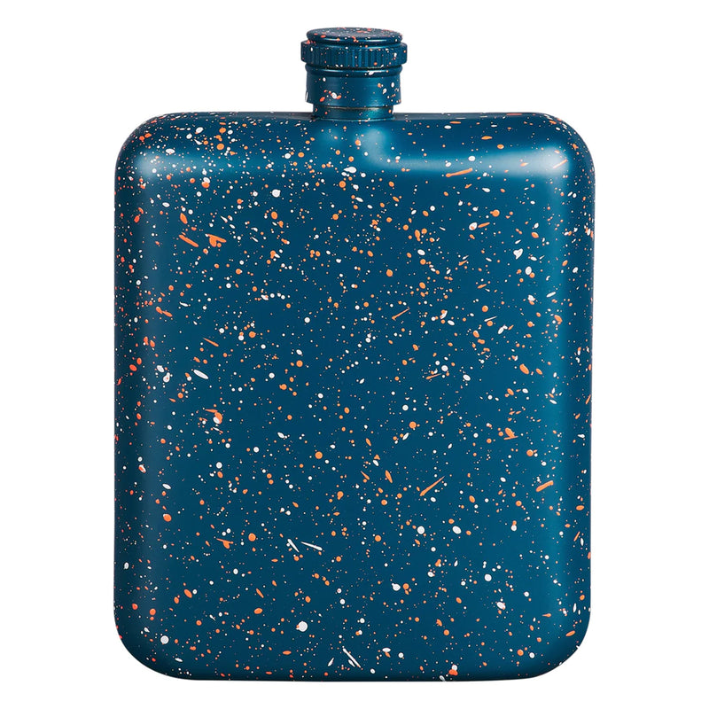 Blue Speckled Hip Flask, front view