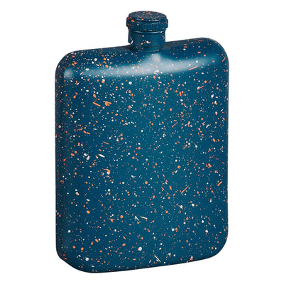 Blue Speckled Hip Flask, side view