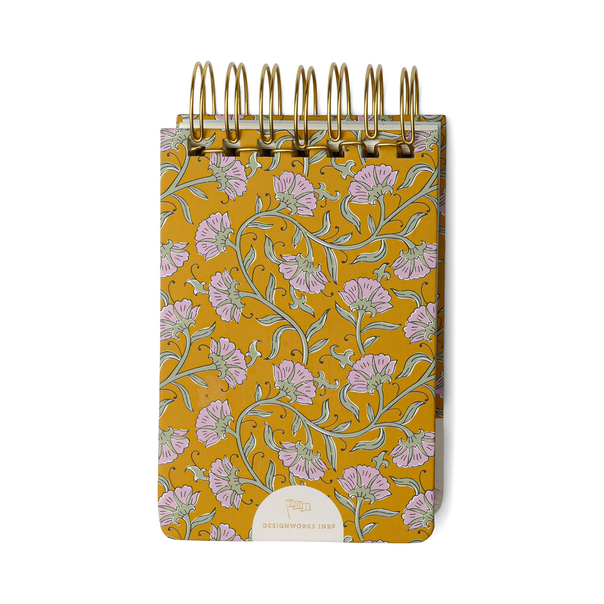 Vintage Floral Twin Wire Notepad, back view