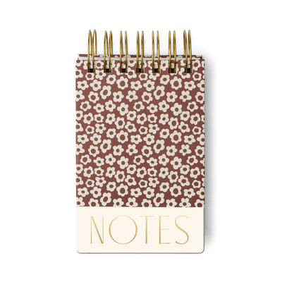 Burgundy Floral Twin Wire Notepad, front cover of the notepad