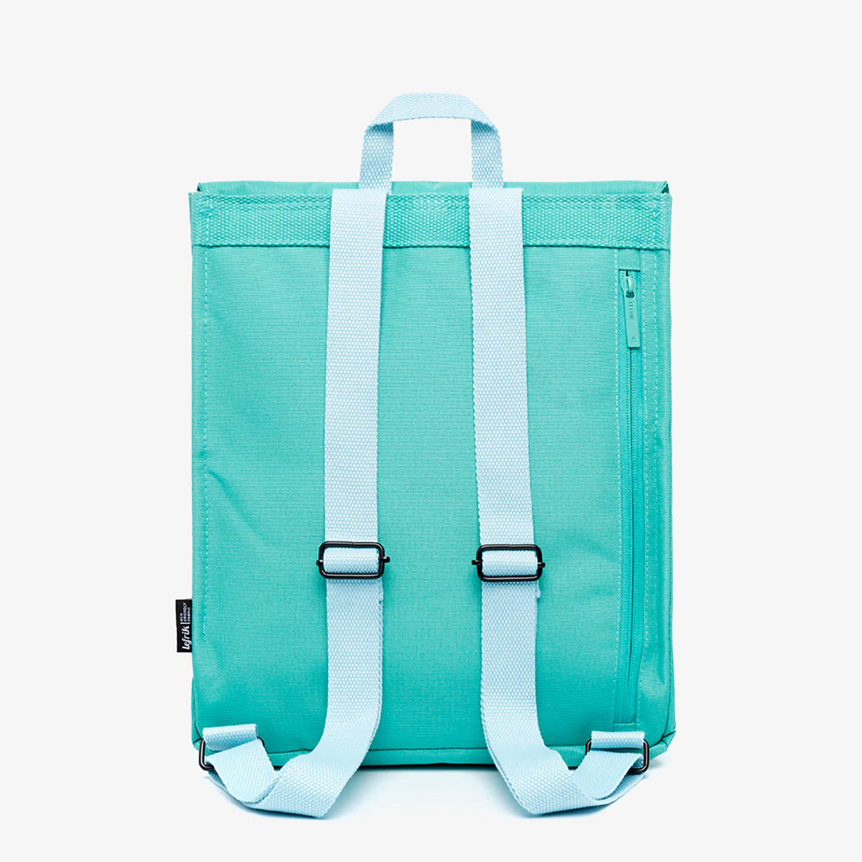 Handy Mini Backpack in Pool Green - view of the back of the bag. 