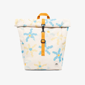 Mini Roll Top Backpack Printed Daisy: view when closed. 
