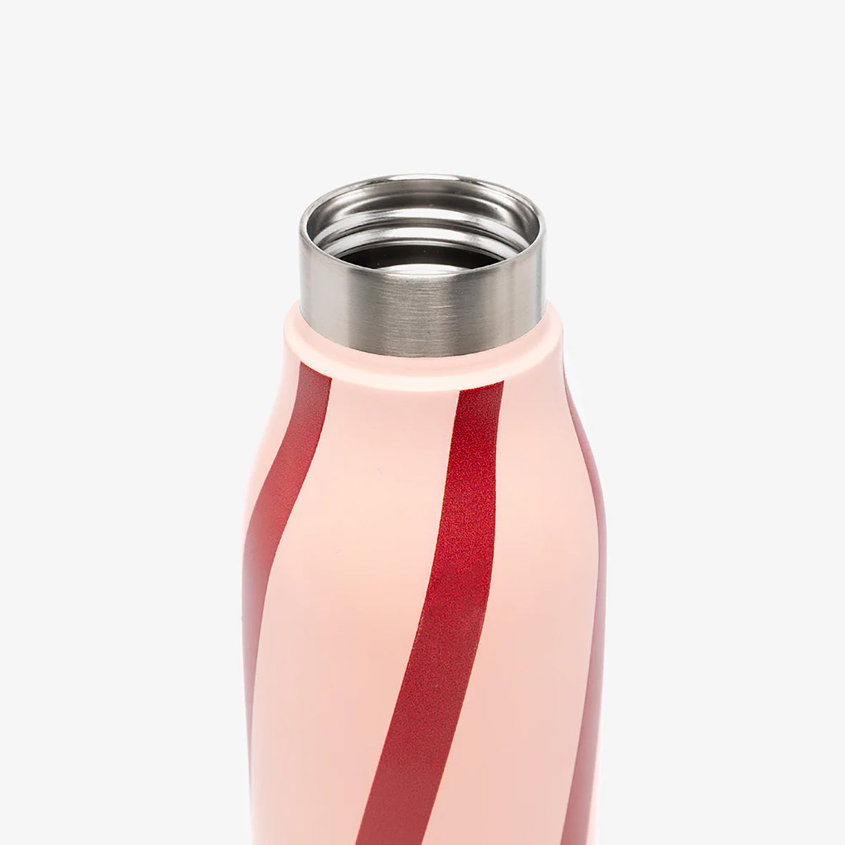 A close up of the Striped Peach Circle Bottle